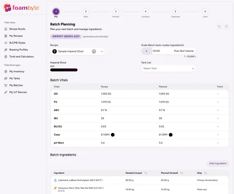 Batch tracking feature announcement banner showing brewing process workflow
